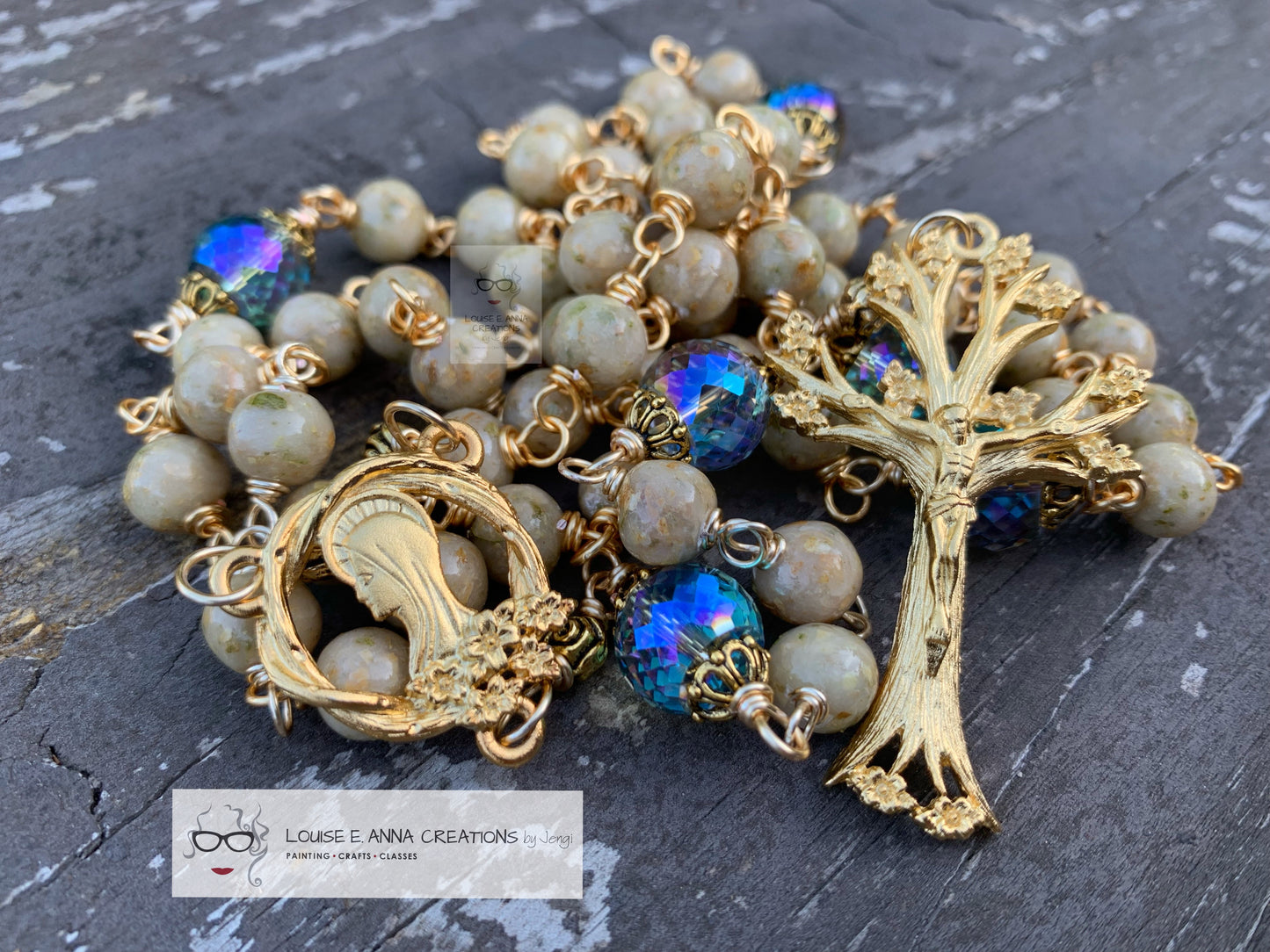 Handmade Dried Flower Rosary GOLD WIRE