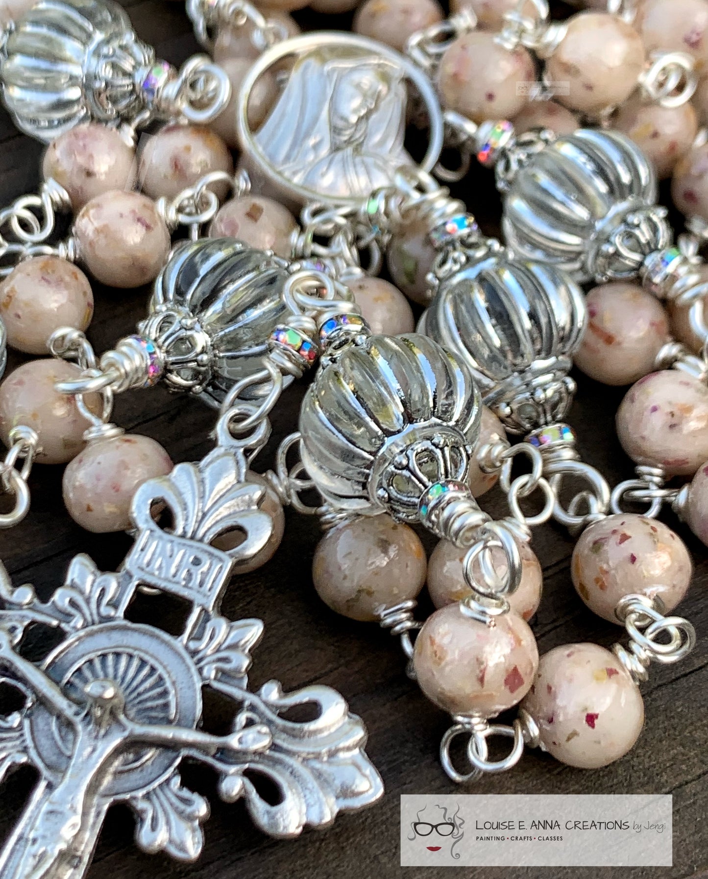Handmade Dried Flower Rosary SILVER WIRE