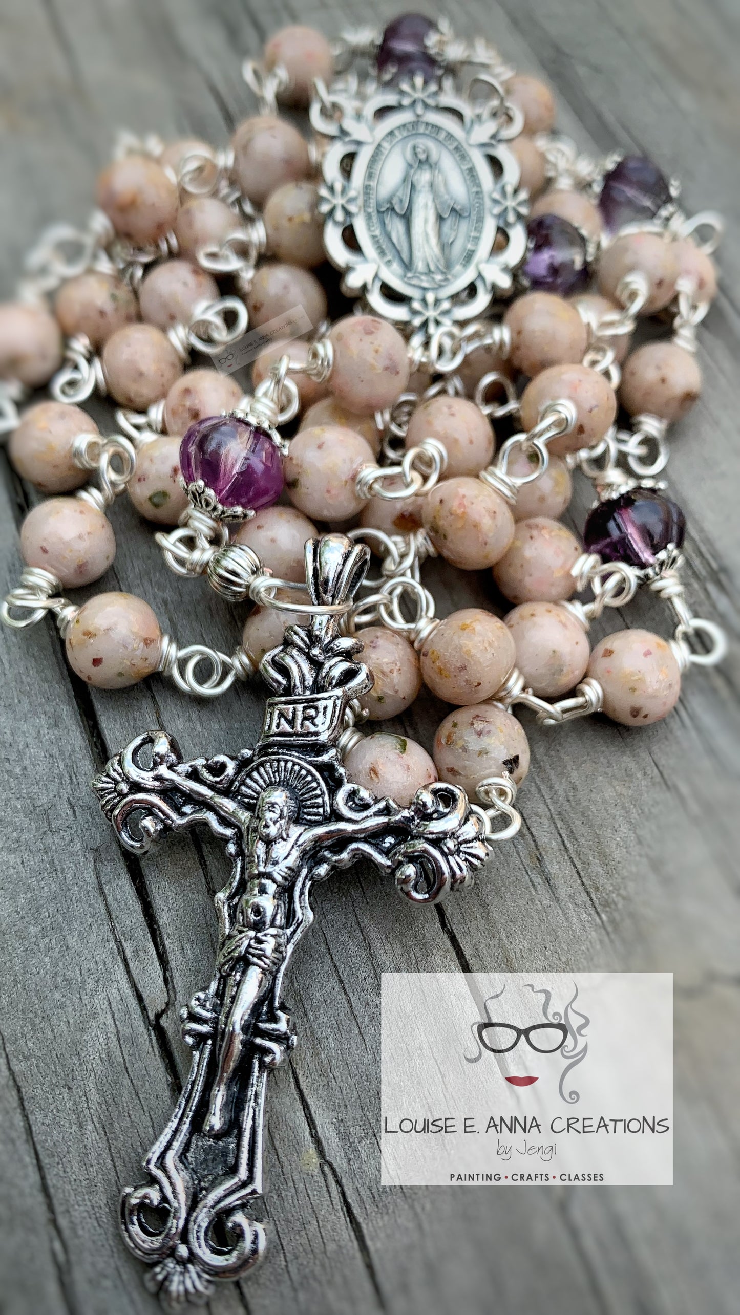 Handmade Dried Flower Rosary SILVER WIRE
