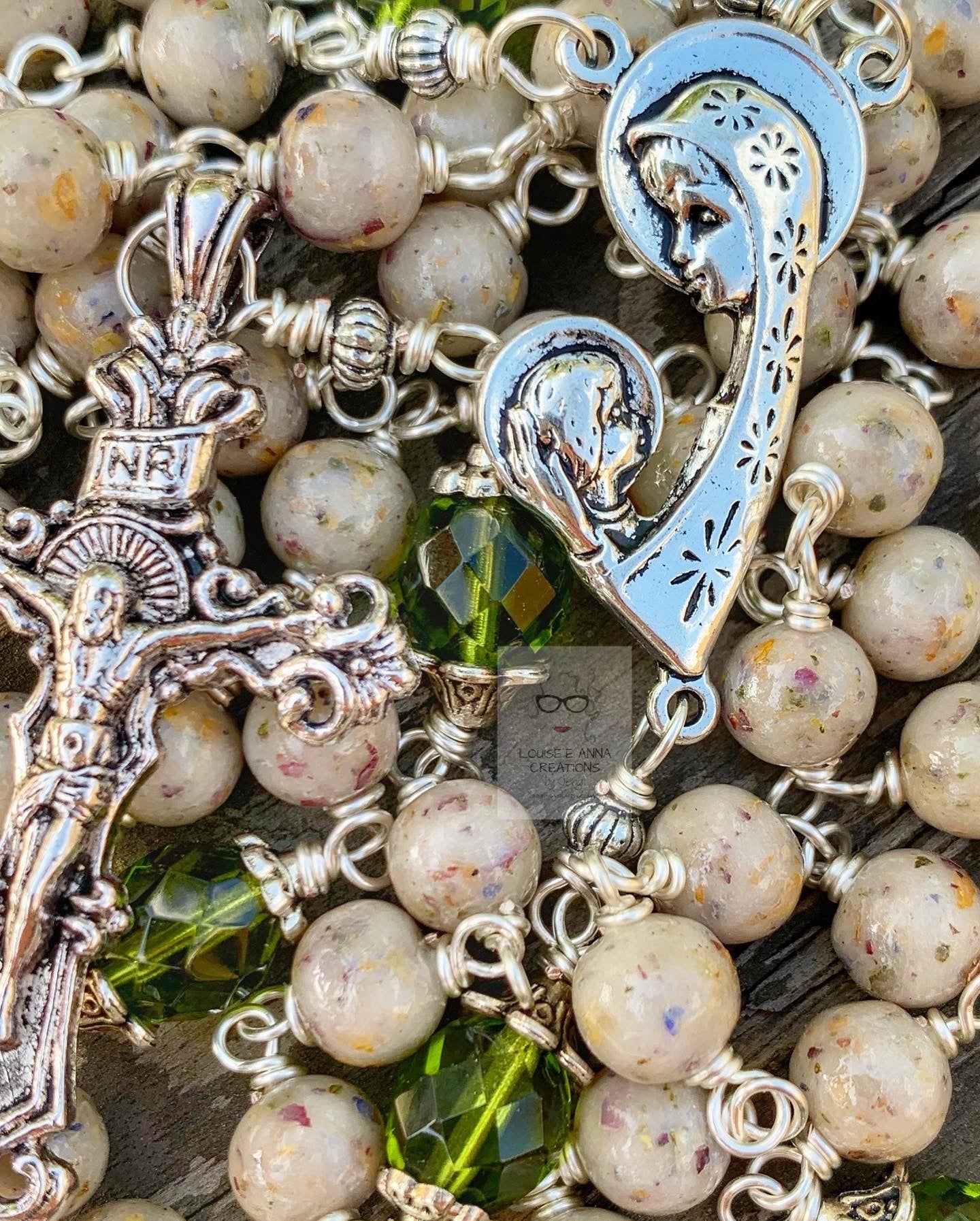 Handmade Dried Flower Rosary SILVER WIRE