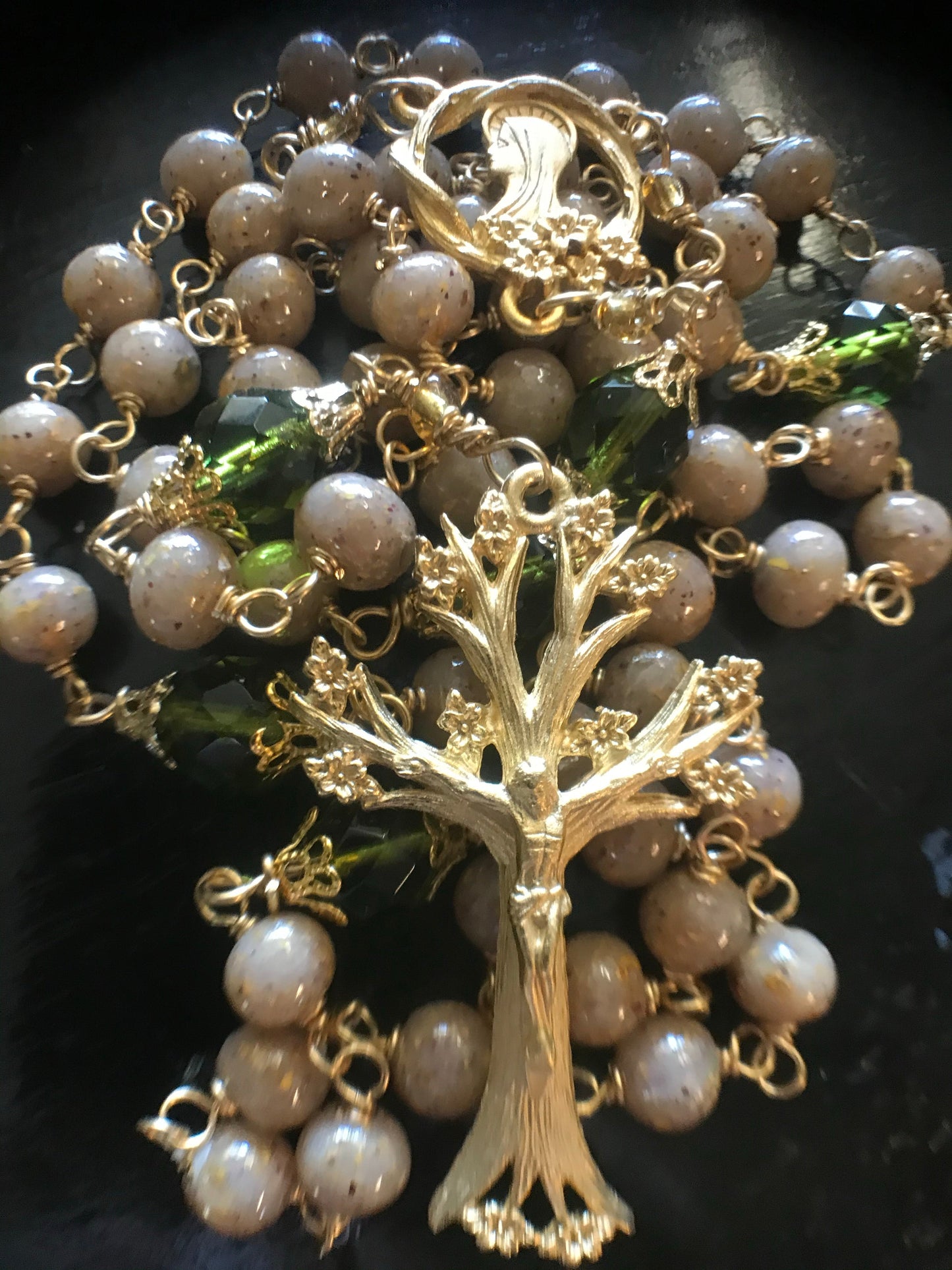 Handmade Dried Flower Rosary GOLD WIRE